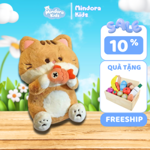 Gấu Bông Mèo Ôm Cá - Êm Ái, Đáng Yêu Cho Trẻ Em